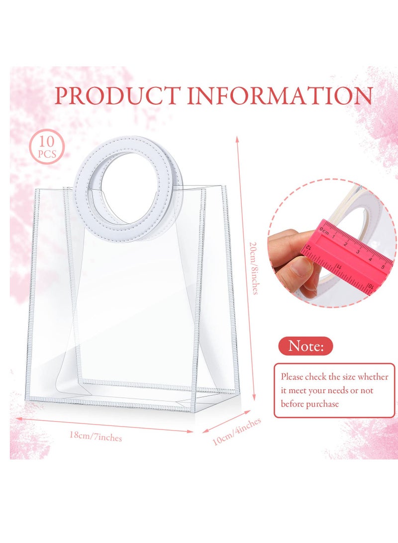 Clear PVC Gift Bags, Transparent PVC Handbag, Heavy Duty Reusable Gift Bags with Handles Clear Plastic Gift Bags Gift Wrap Bags for Bridal Baby Shower Wedding Shopping Bags, 8 x 7 x 4 Inch (10 Pcs) - Image 5